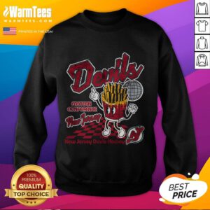 Awesome New Jersey Devils Disco Fries Sweatshirt featuring vibrant team colors and playful graphics for fans.