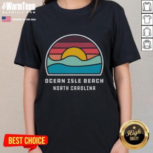 Retro Ocean Wave Sunset on Awesome Ocean Isle Beach, North Carolina - Ladies Tee design featuring vibrant coastal colors.
