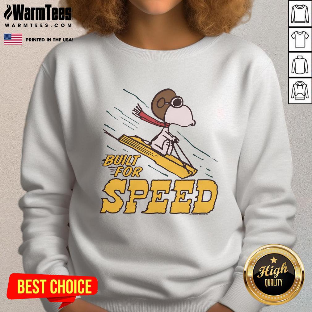 Awesome Peanuts Snoopy Built for Speed Sweatshirt featuring colorful Snoopy graphic, perfect for casual wear.