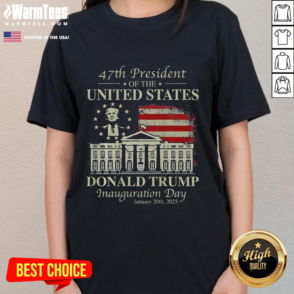 President Trump Inauguration Day 2025 tee featuring the USA flag, perfect for patriotic supporters and events.