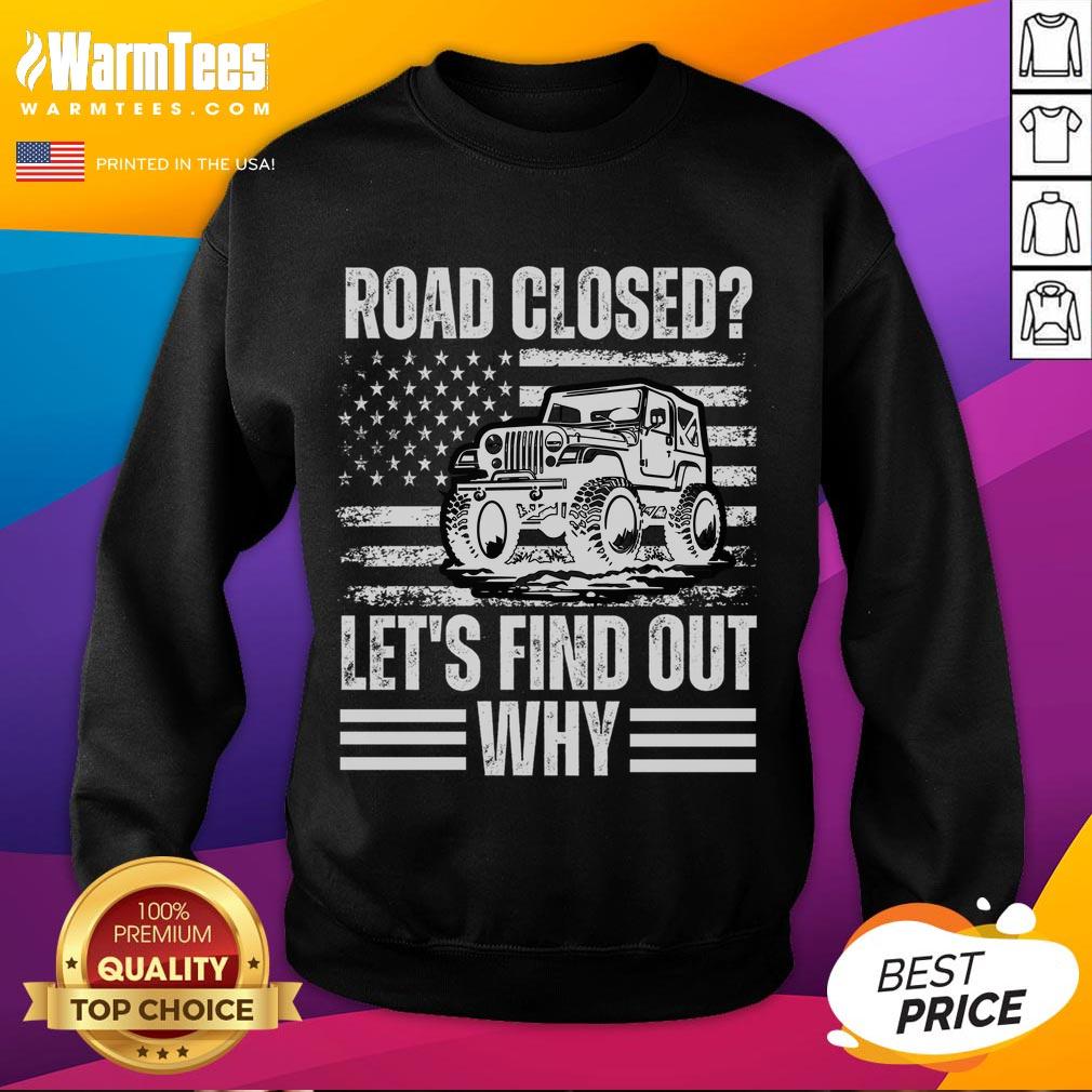 Vintage USA flag sweatshirt with 'Awesome Road Closed' graphic, perfect for stylish comfort and patriotic vibes.