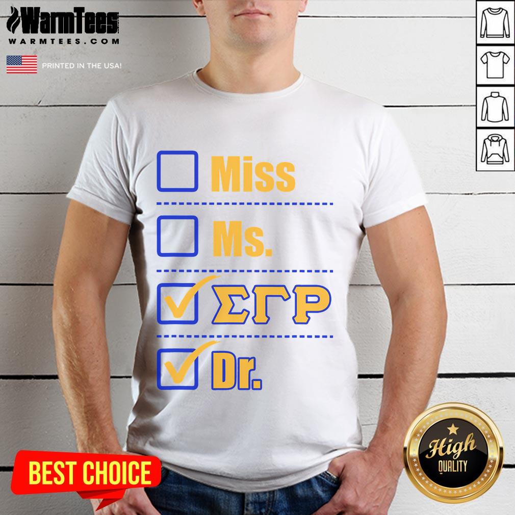 Awesome Sigma Gammarho Sorority Doctor Graduation T-Shirt featuring vibrant colors and Greek letters for proud graduates.