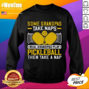Grandpa in a cozy sweatshirt playing pickleball, then enjoying a nap, showcasing the fun of active grandpas.