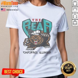 Awesome The Bear Chicago Illinois ladies tee featuring a stylish bear graphic and comfortable fit for casual wear.