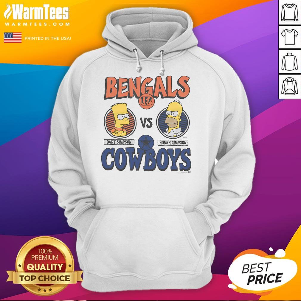 Awesome The Simpsons X Bengals Vs Cowboys Hoodie featuring vibrant graphics of iconic characters and team logos.