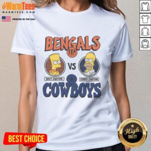 Awesome The Simpsons X Bengals vs Cowboys ladies tee featuring vibrant graphics and a stylish design for fans.