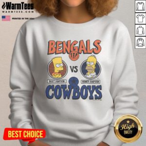 Awesome The Simpsons X Bengals Vs Cowboys Sweatshirt featuring vibrant graphics and team logos for fans.
