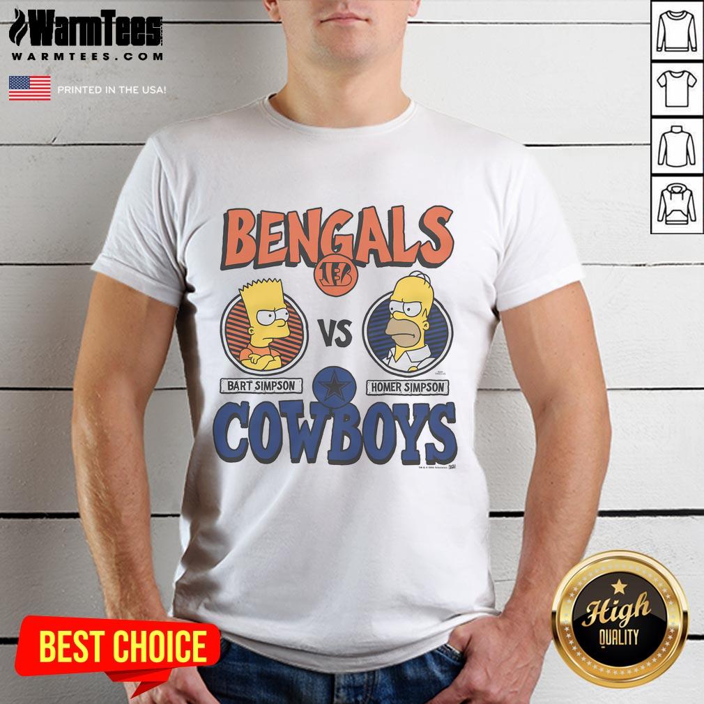 Awesome The Simpsons X Bengals Vs Cowboys T-Shirt featuring vibrant graphics and a unique sports-themed design.