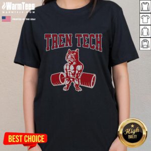 Awesome Tren Tech Gym Bodybuilding Ladies Tee featuring a stylish design for fitness enthusiasts and bodybuilders.