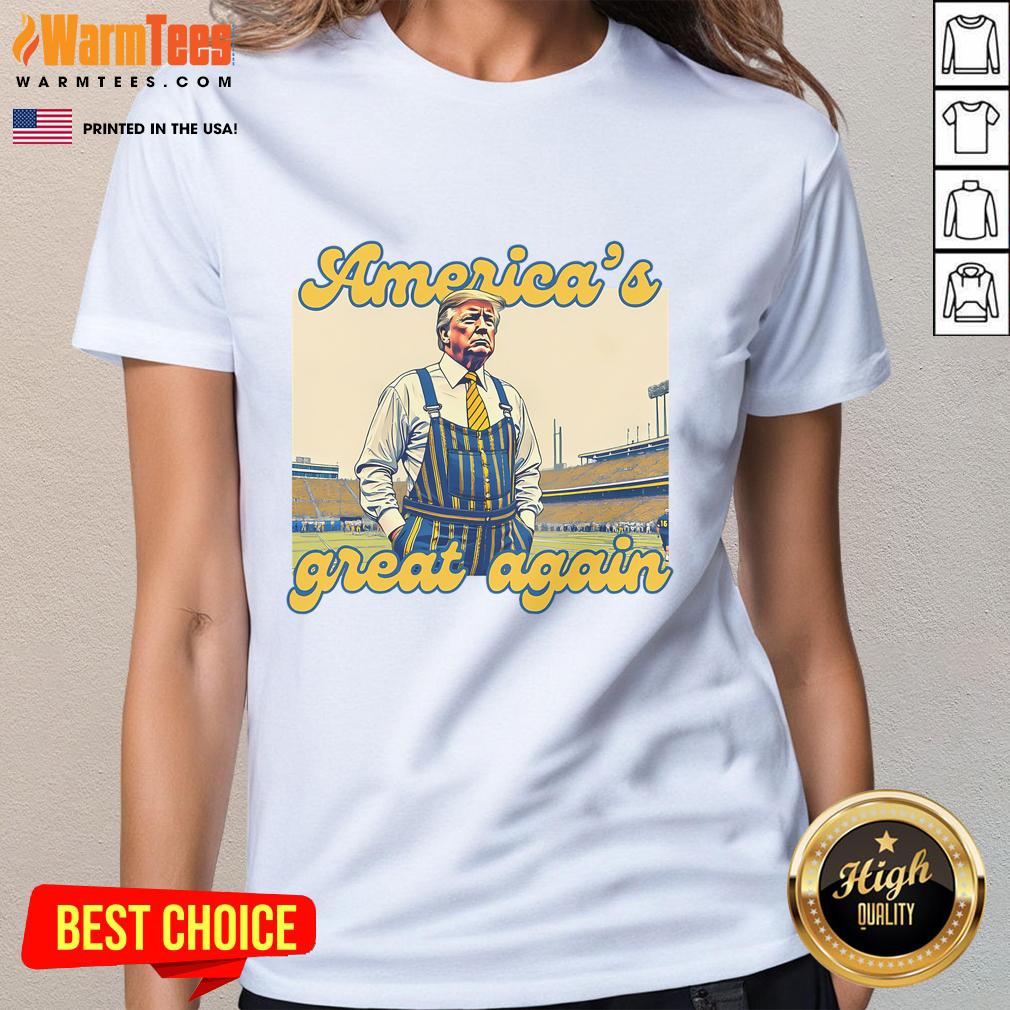 Awesome Trump America's Great Again vintage football ladies tee showcasing patriotic design and comfortable fit.