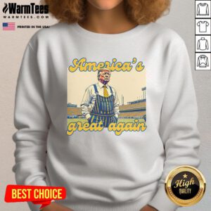 Alt Text: Vintage football sweatshirt featuring Awesome Trump America's Great Again design, perfect for patriotic fans.