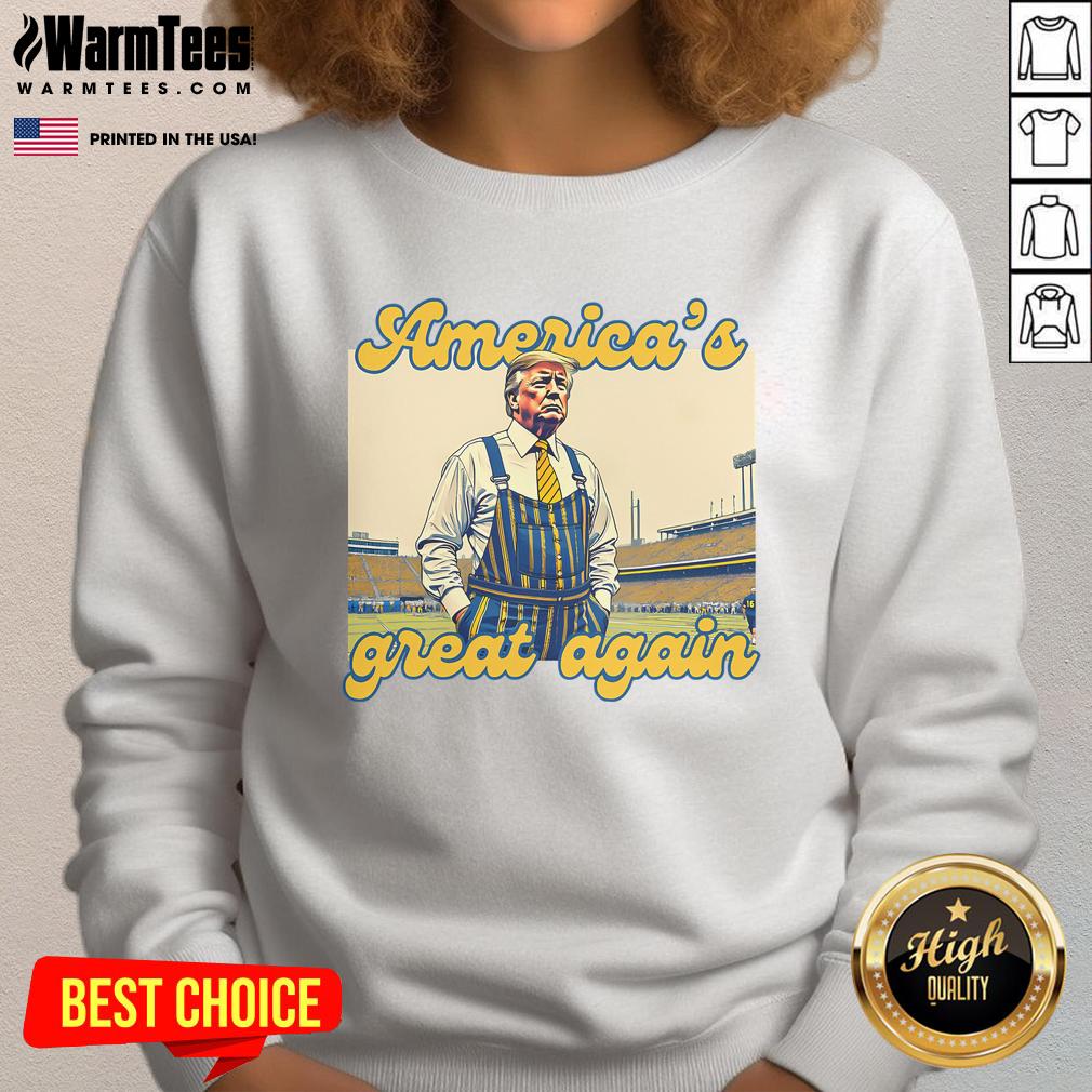 Alt Text: Vintage football sweatshirt featuring Awesome Trump America's Great Again design, perfect for patriotic fans.