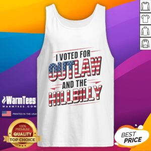 Awesome Trump Vance 2024 tank top featuring 'I Voted For The Outlaw And The Hillbilly' slogan in bold design.