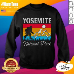 Awesome Yosemite National Park Bigfoot sweatshirt featuring a playful Bigfoot graphic in a scenic nature design.