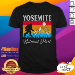 Awesome Yosemite National Park Bigfoot T-Shirt featuring a playful Bigfoot graphic against a scenic backdrop.