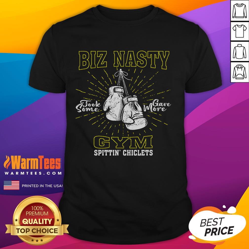 Biz Nasty Took Some Gave More Gym Spittin' Chiclets T-Shirt featuring bold graphics and a sporty design for fans.