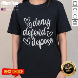 Alt Text: Cute Deny Defend Depose Heart Ladies Tee featuring a stylish heart graphic on a comfy women's t-shirt.
