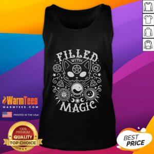 Cute filled with magic cat tank top featuring a whimsical cat design perfect for cat lovers and summer fashion.