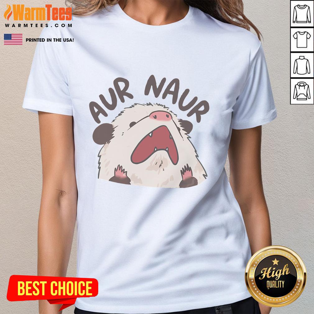 Adorable 'Cute Funny Aur Naur Possum' ladies tee featuring a playful possum graphic, perfect for animal lovers.