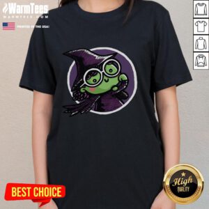 Cute girl wearing a Power Witch of the West ladies tee, showcasing a fun, stylish design perfect for casual outings.