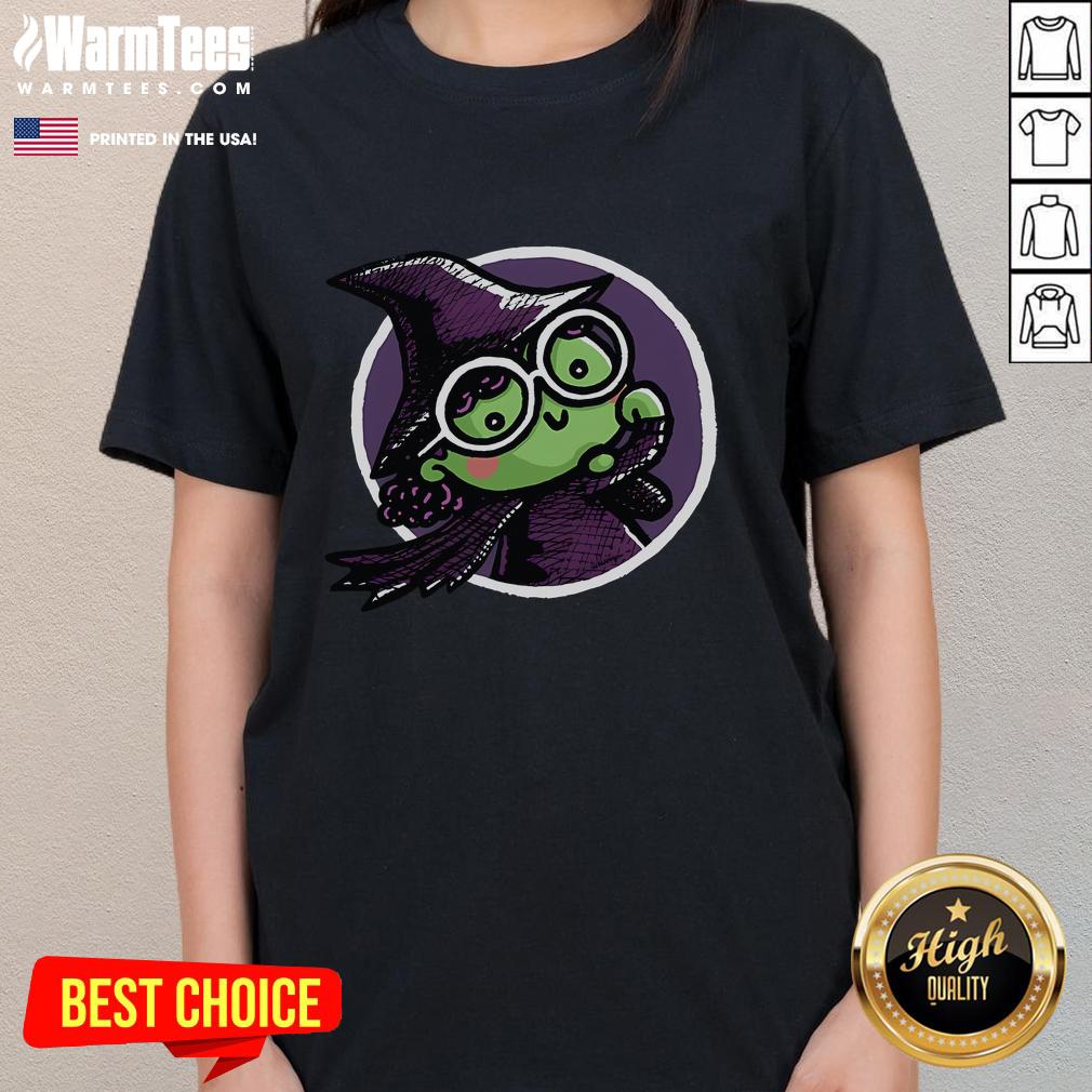 Cute girl wearing a Power Witch of the West ladies tee, showcasing a fun, stylish design perfect for casual outings.
