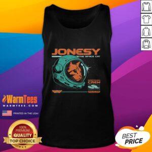 Alt Text: Cute Jonesy the Space Cat tank top featuring an adorable cat design, perfect for space enthusiasts and casual wear.