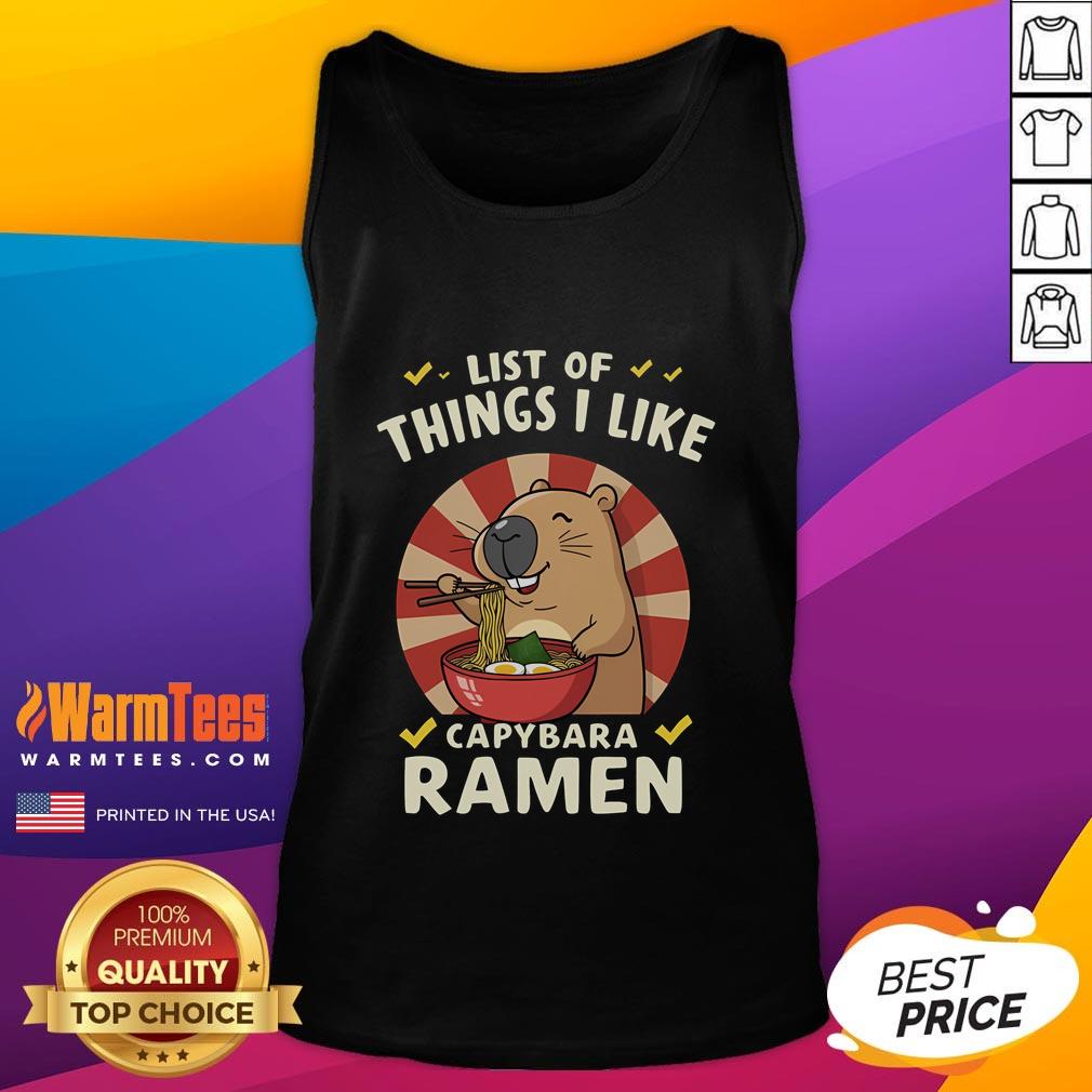 Alt Text: Cute capybara ramen tank top featuring a playful design and colorful graphics, perfect for casual summer wear.
