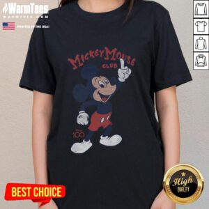 Cute Mickey Mouse Club Disney 100 ladies tee featuring vibrant graphics and a comfortable fit, perfect for Disney fans.