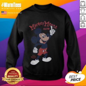 Alt Text: Cute Mickey Mouse Club Disney 100 sweatshirt featuring vibrant colors and iconic Disney character design.