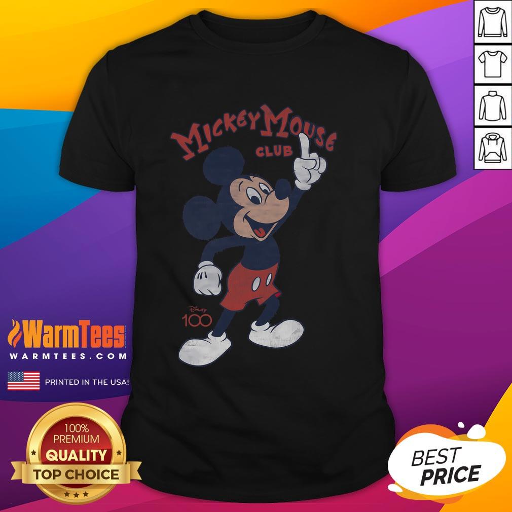 Alt Text: Cute Mickey Mouse Club Disney 100 T-Shirt featuring iconic Mickey Mouse design for Disney fans.