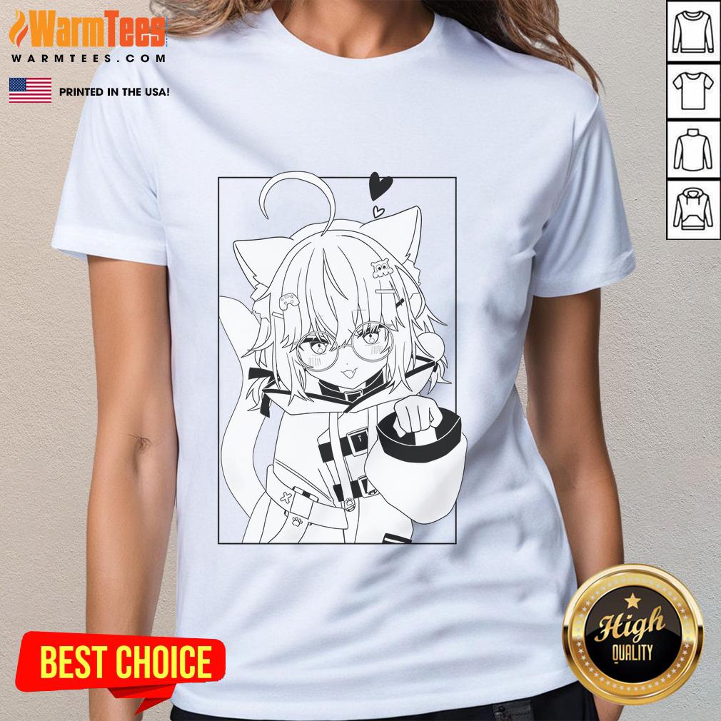 Adorable MinikoMew Nya Vtuber ladies tee featuring a cute cat design, perfect for fans of anime and virtual YouTubers.