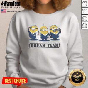 Alt Text: Cute Minions Office Suit Dream Team Sweatshirt featuring vibrant colors and playful design, perfect for fans.