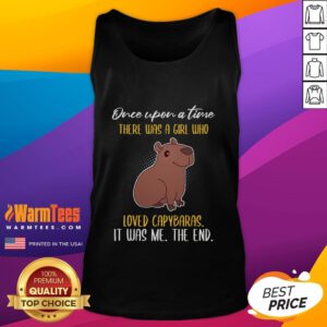 Alt Text: Cute tank top featuring a whimsical design of a girl and capybaras, perfect for animal lovers and casual wear.