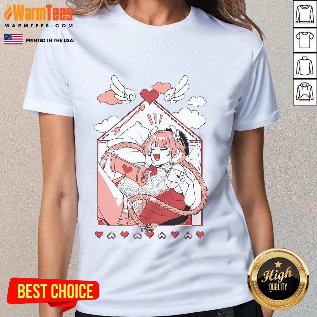 Cute Pillowdear Vtuber Love Letter Ladies Tee featuring adorable graphic design and vibrant colors for fans.