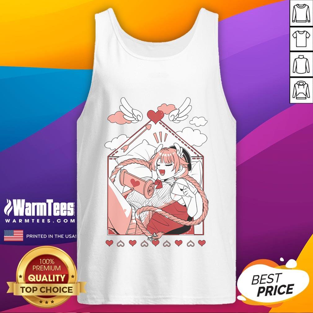 Alt Text: Cute Pillowdear Vtuber love letter tank top featuring a playful design and vibrant colors, perfect for fans.