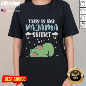 Teen wearing cute frog pajama set with 'This Is My Pajama' tee, perfect for cozy nights in. Shop cute PJ teen PJs now!