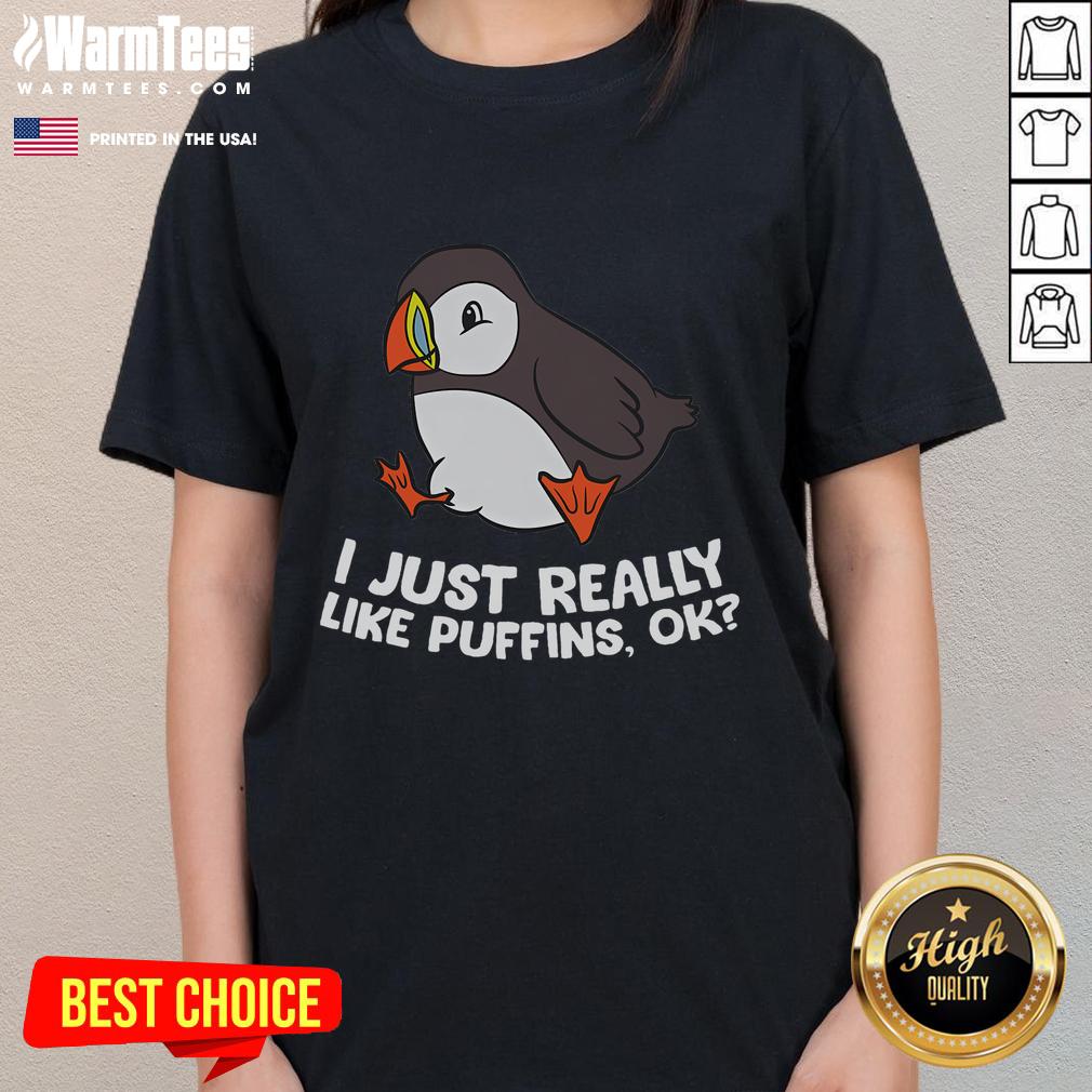Cute Puffin Lover Ladies Tee featuring a whimsical puffin design, perfect for puffin enthusiasts and nature lovers.