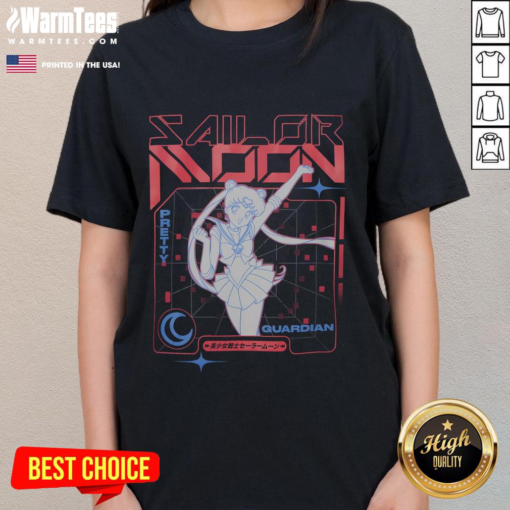 Cute Sailor Moon Pretty Guardian S Vaporwave Ladies Tee featuring vibrant colors and a whimsical design.