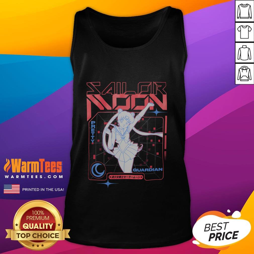 Vaporwave tank top featuring a cute Sailor Moon graphic with Pretty Guardian design, perfect for anime fans.