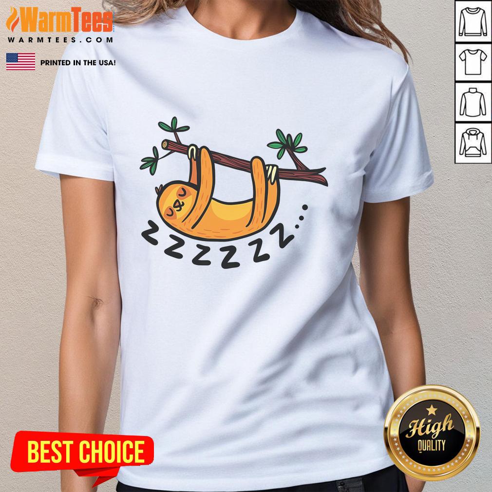 Cute Sleep Like A Sloth Ladies Tee featuring a playful sloth graphic, perfect for relaxed, cozy days.