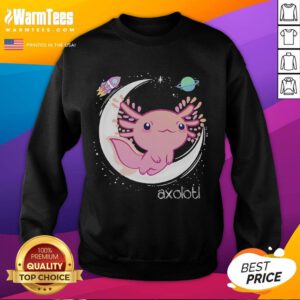 Adorable pastel goth sweatshirt featuring a cute space axolotl design inspired by Japan anime comic style.