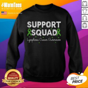 Alt Text: Cute Support Squad Non-Hodgkins Lymphoma Cancer Awareness Sweatshirt in vibrant colors, promoting cancer awareness.
