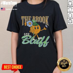 Cute Brook The Bluff Tangerine mascot on a ladies tee, perfect for casual wear and fan apparel.