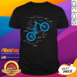 Fully MTB Anatomy Mountain Bike Parts T-Shirt for Cross Cycling enthusiasts, showcasing detailed bike component graphics.