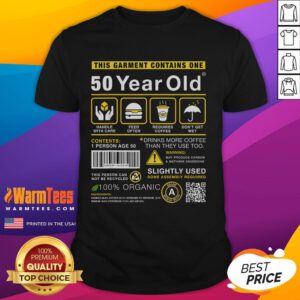 Alt Text: Funny 50-Year-Old package showcasing a humorous 50th birthday T-shirt, perfect for celebrating milestone birthdays.