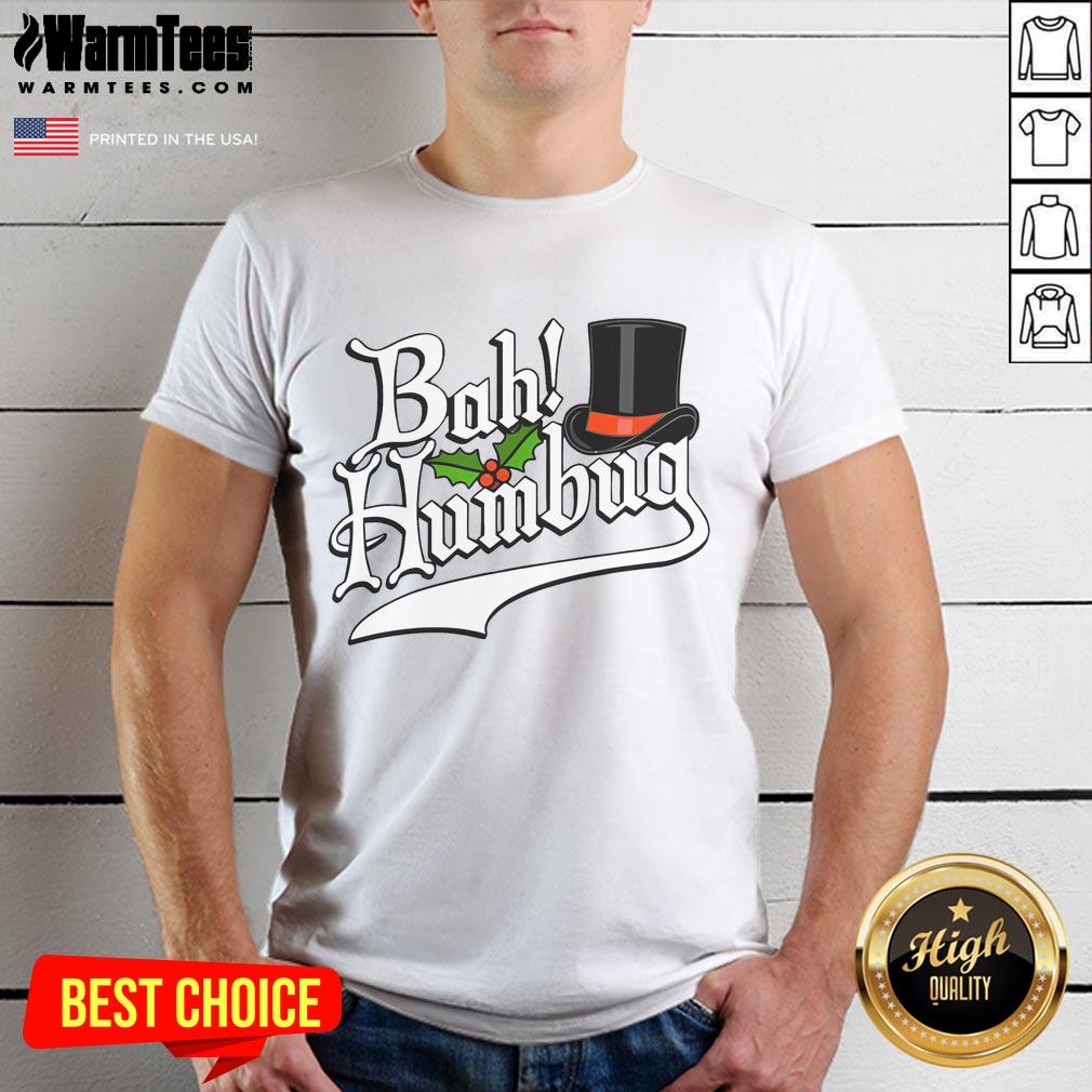 Funny Bah Humbug Christmas Scrooge T-Shirt featuring a humorous graphic design perfect for holiday festivities.