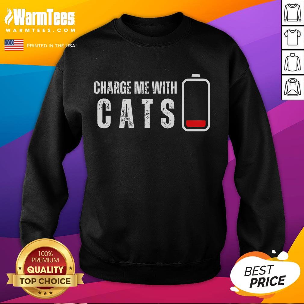 Funny Charge Me With Cats sweatshirt for kitten lovers featuring playful cat graphics and a cozy design.