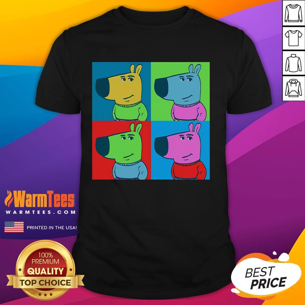 Funny Chill Pop Art Chill Guy Meme T-Shirt featuring a relaxed character and vibrant colors for a playful vibe.