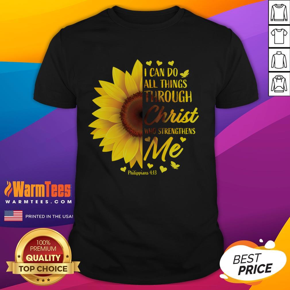 Funny Christian Bible Verse Philippians 4:13 T-Shirt featuring a humorous design and uplifting message for believers.