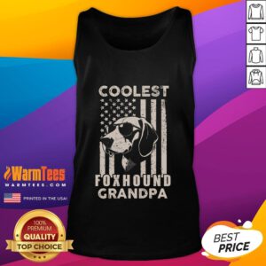 Funny coolest foxhound grandpa tank top featuring a vintage American flag design, perfect for dog lovers.